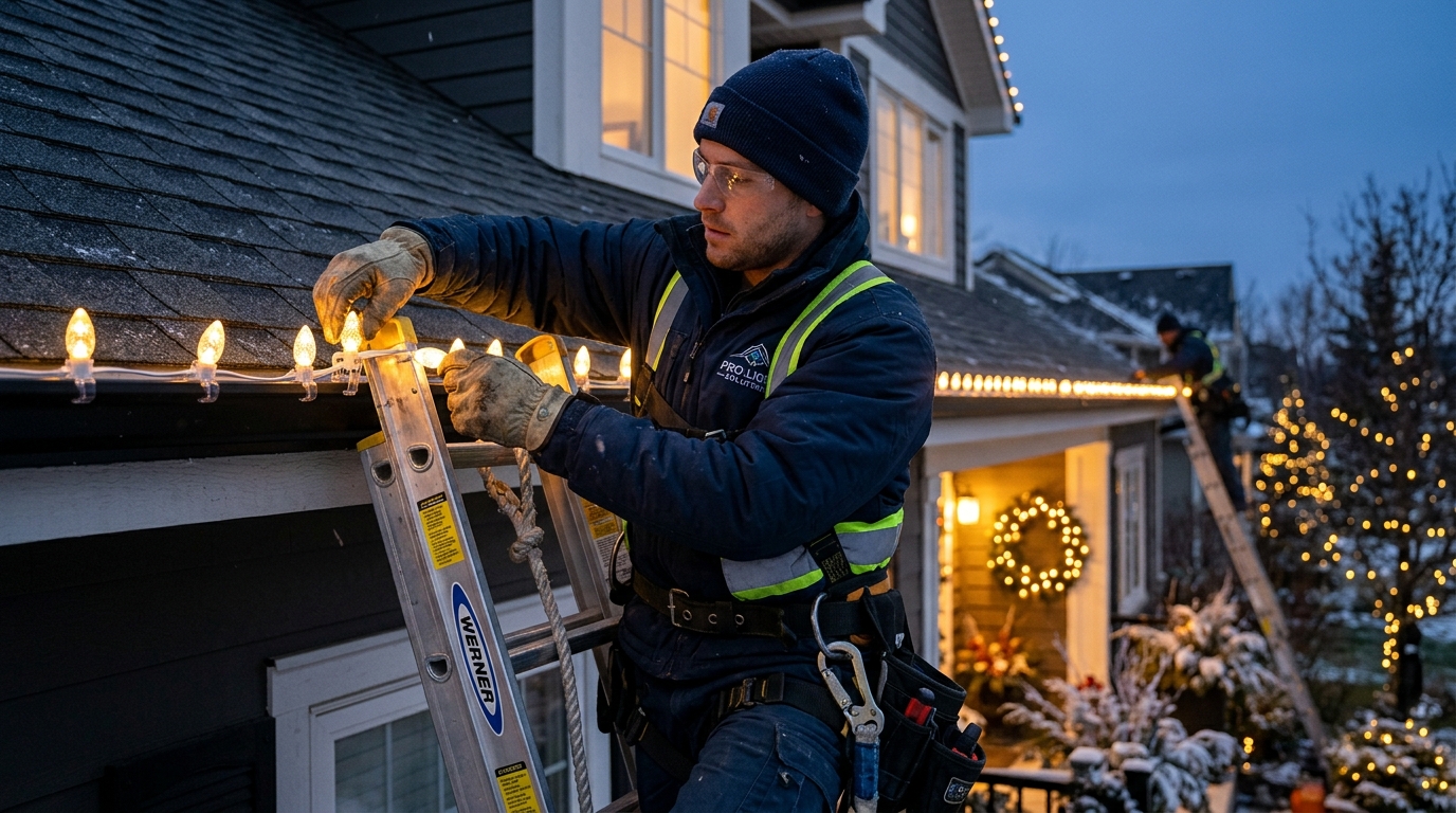 Evergleam installer carefully placing lights