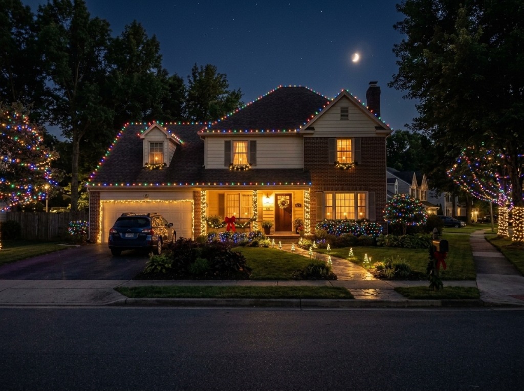 Same home after professional holiday lighting
