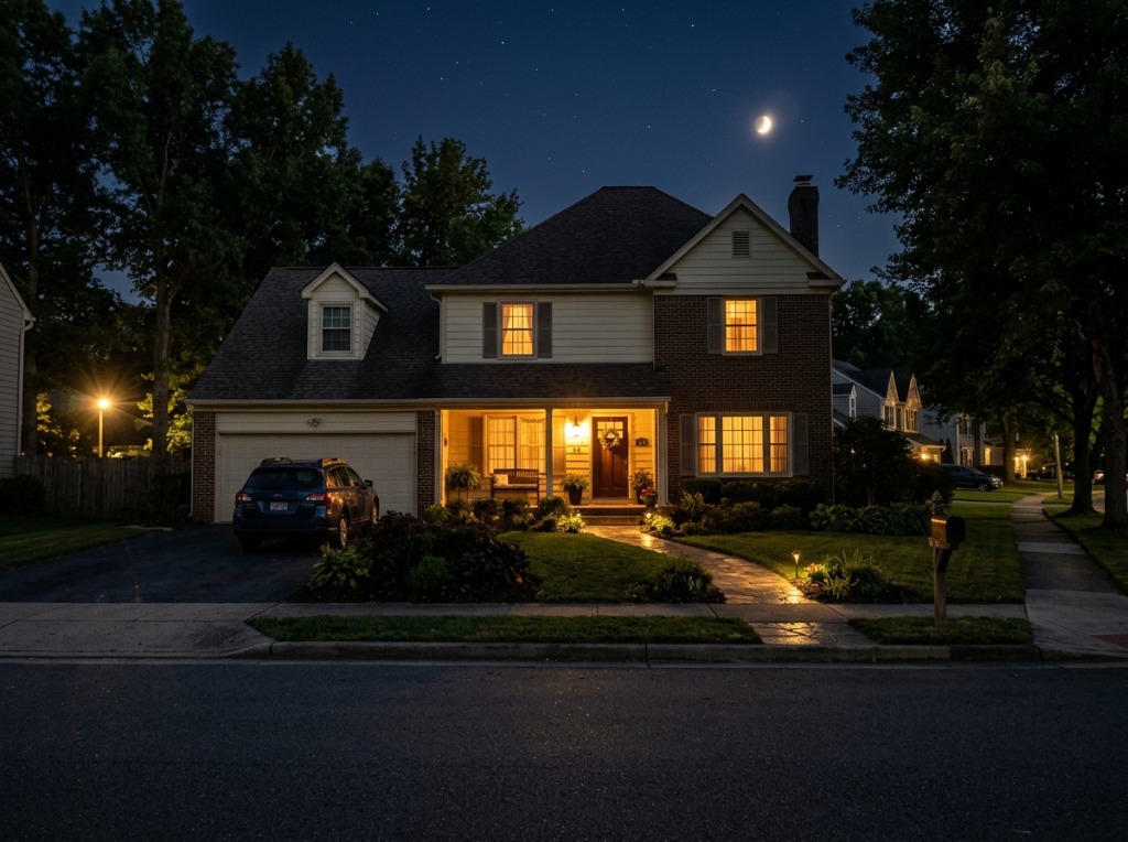 Home before professional holiday lighting